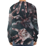 Scary Zombie Hands Print Long Sleeve Baseball Jersey