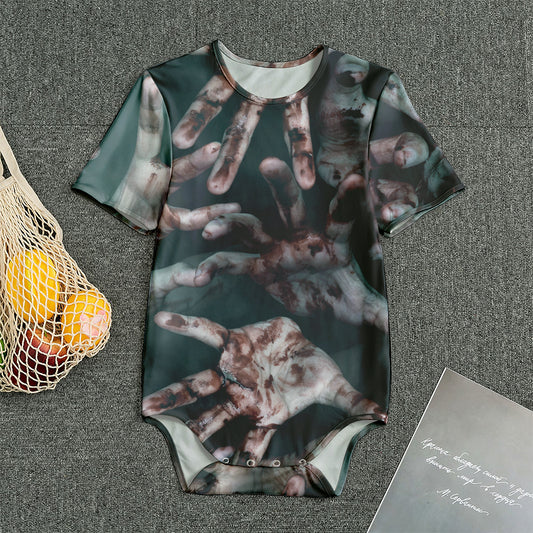 Scary Zombie Hands Print Men's Bodysuit
