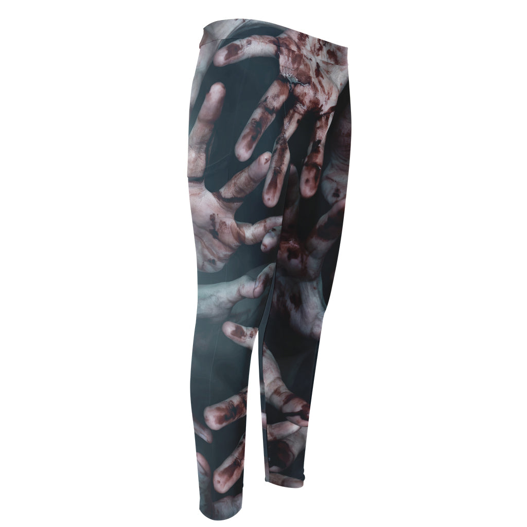 Scary Zombie Hands Print Men's Compression Pants