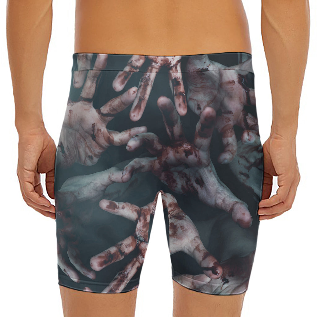 Scary Zombie Hands Print Men's Long Boxer Briefs