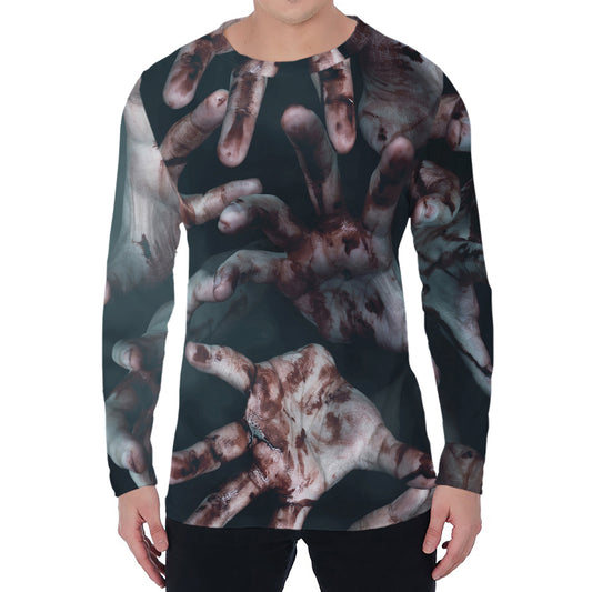 Scary Zombie Hands Print Men's Long Sleeve T-Shirt