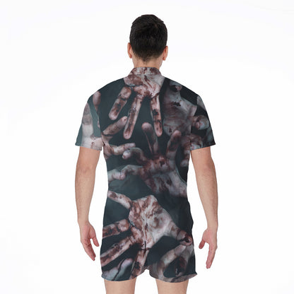 Scary Zombie Hands Print Men's Rompers