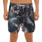 Scary Zombie Hands Print Men's Split Running Shorts