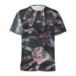 Scary Zombie Hands Print Men's Sports T-Shirt
