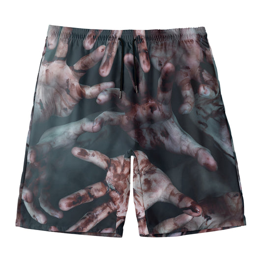 Scary Zombie Hands Print Men's Swim Trunks