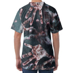 Scary Zombie Hands Print Men's Velvet T-Shirt