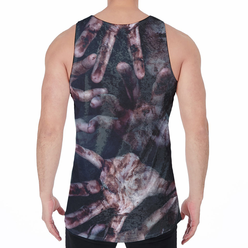 Scary Zombie Hands Print Men's Velvet Tank Top