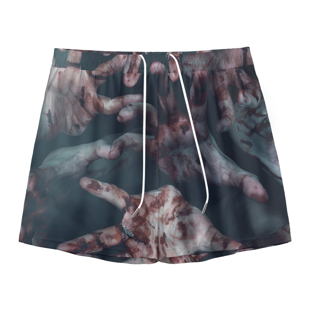 Scary Zombie Hands Print Mesh Shorts