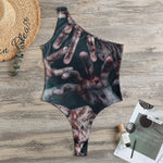 Scary Zombie Hands Print One Shoulder Bodysuit