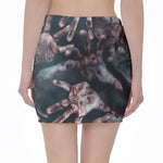 Scary Zombie Hands Print Pencil Mini Skirt