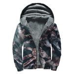 Scary Zombie Hands Print Sherpa Lined Zip Up Hoodie