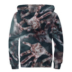 Scary Zombie Hands Print Sherpa Lined Zip Up Hoodie