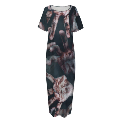 Scary Zombie Hands Print Short Sleeve Long Nightdress