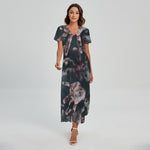 Scary Zombie Hands Print Short Sleeve Maxi Dress