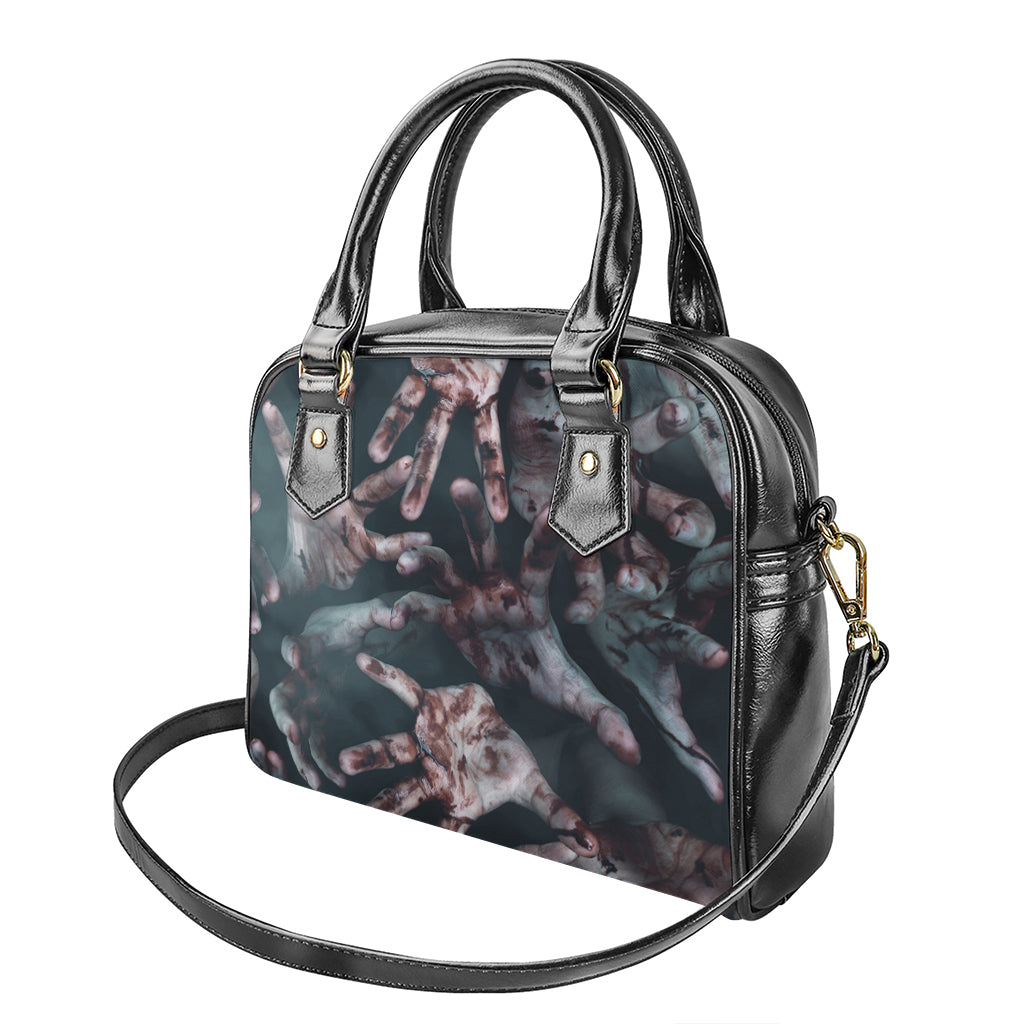 Scary Zombie Hands Print Shoulder Handbag