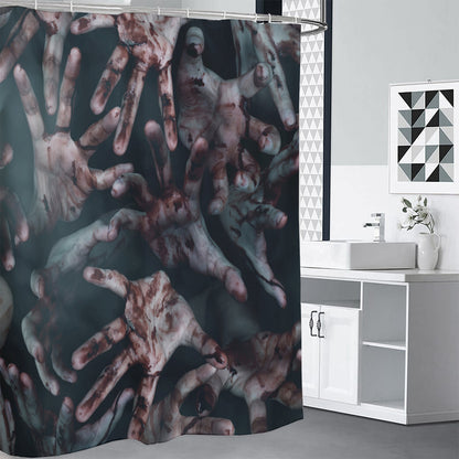 Scary Zombie Hands Print Shower Curtain