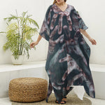 Scary Zombie Hands Print Silk V-Neck Kaftan Dress