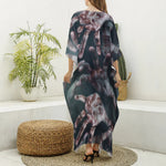 Scary Zombie Hands Print Silk V-Neck Kaftan Dress
