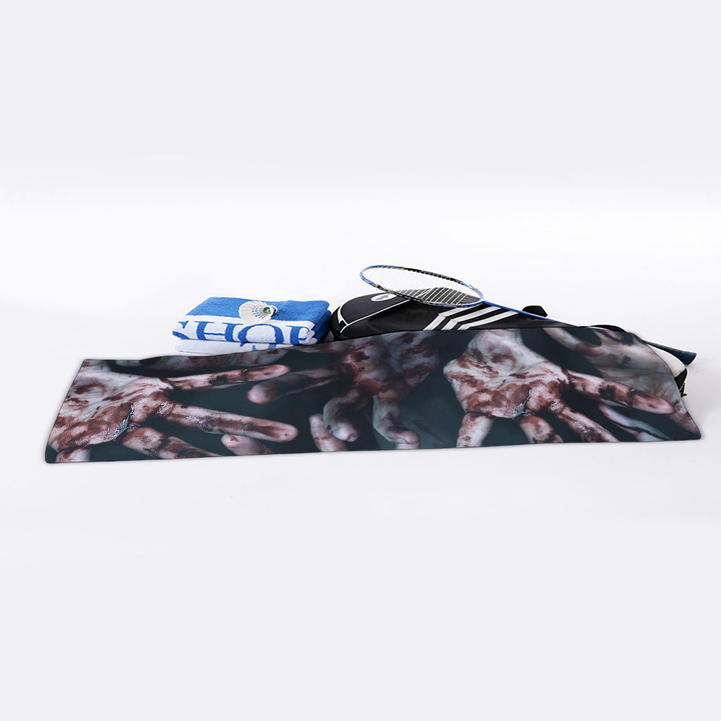 Scary Zombie Hands Print Sports Towel