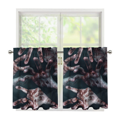 Scary Zombie Hands Print Tier Curtains