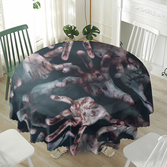 Scary Zombie Hands Print Waterproof Round Tablecloth