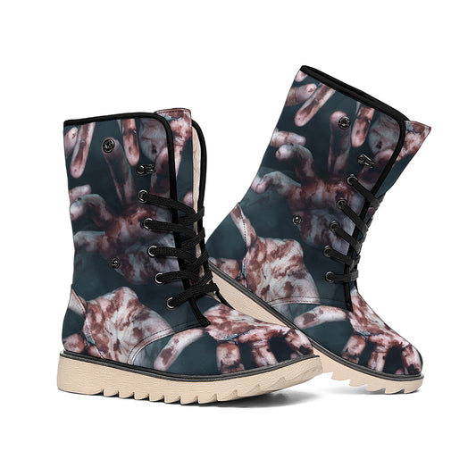 Scary Zombie Hands Print Winter Boots