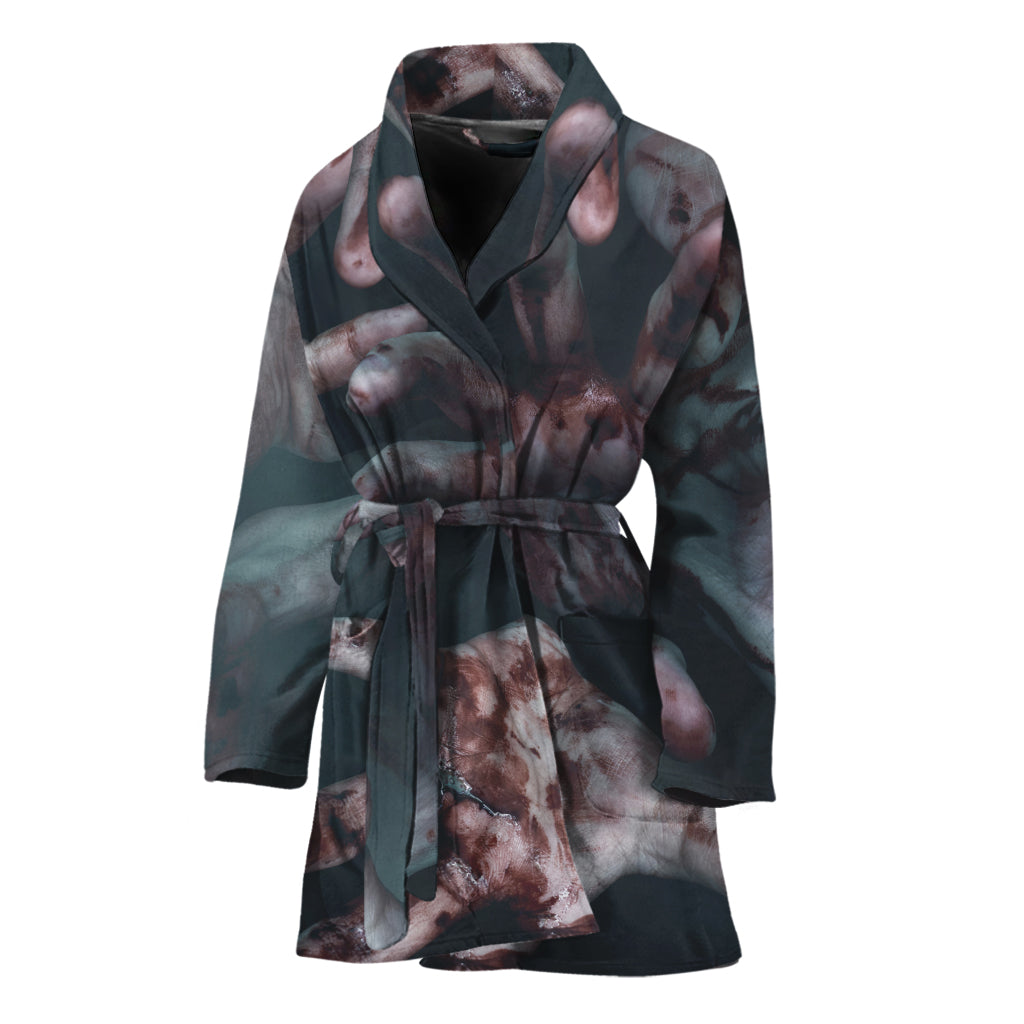 Scary Zombie Hands Print Women's Bathrobe