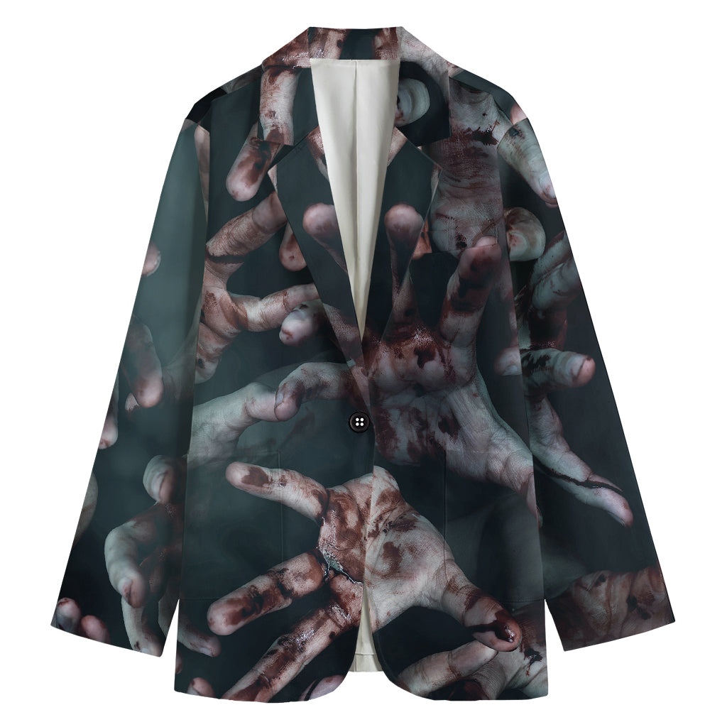 Scary Zombie Hands Print Women's Blazer