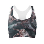 Scary Zombie Hands Print Women's Sports Bra