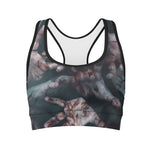 Scary Zombie Hands Print Women's Sports Bra