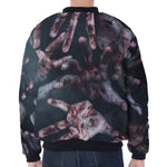 Scary Zombie Hands Print Zip Sleeve Bomber Jacket