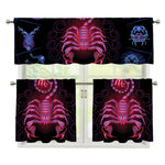 Scorpio And Astrological Signs Print 3 Piece Kitchen Curtains