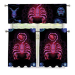 Scorpio And Astrological Signs Print 3 Piece Kitchen Curtains