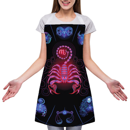 Scorpio And Astrological Signs Print Adjustable Apron