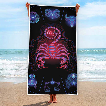 Scorpio And Astrological Signs Print Beach Towel