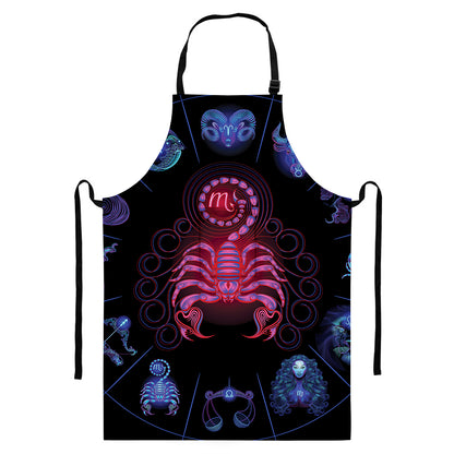 Scorpio And Astrological Signs Print Bib Apron With Pocket