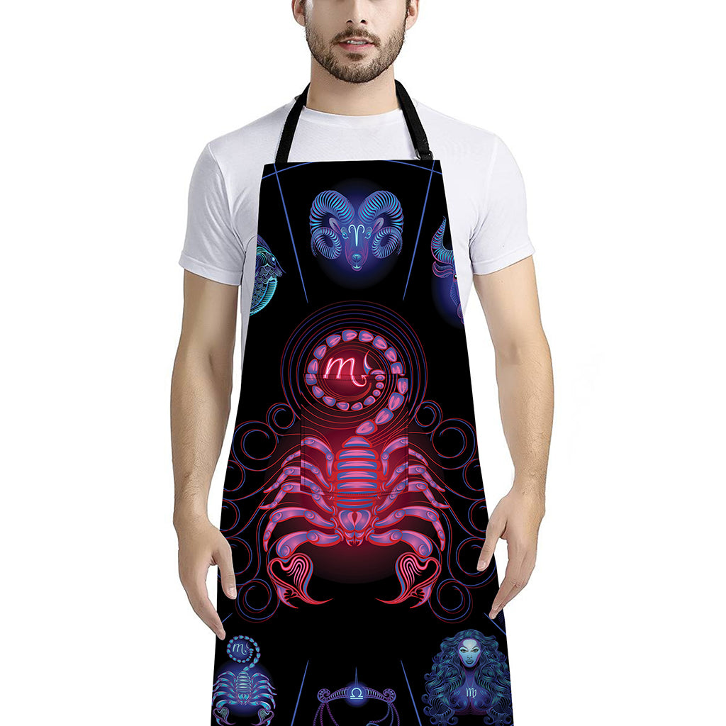 Scorpio And Astrological Signs Print Bib Apron With Pocket