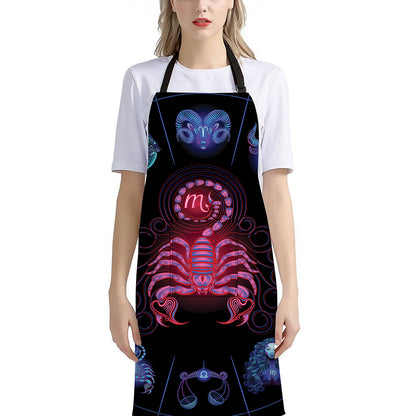 Scorpio And Astrological Signs Print Bib Apron With Pocket