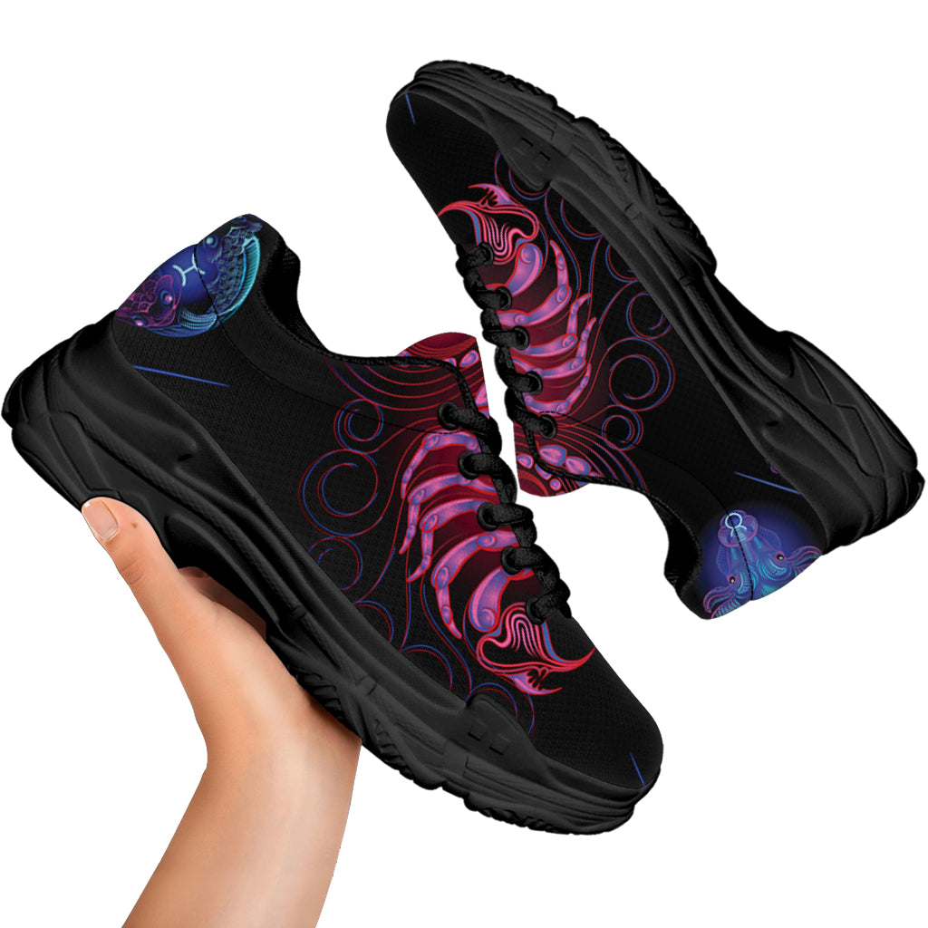 Scorpio And Astrological Signs Print Black Chunky Shoes