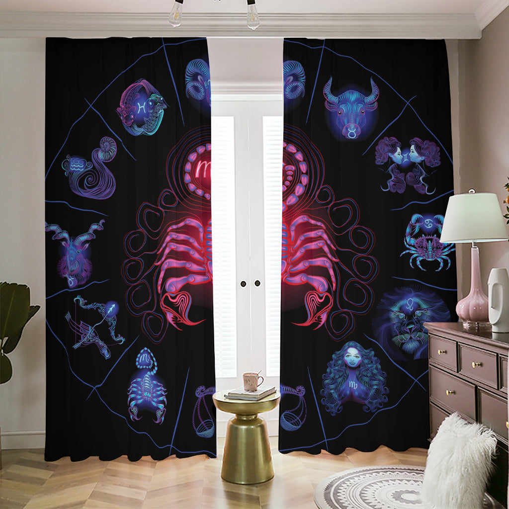 Scorpio And Astrological Signs Print Blackout Pencil Pleat Curtains