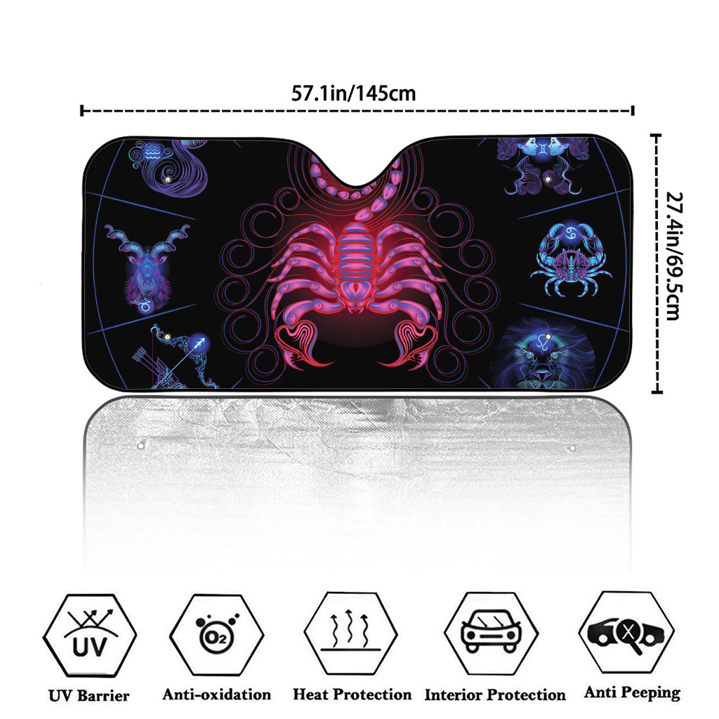 Scorpio And Astrological Signs Print Car Windshield Sun Shade