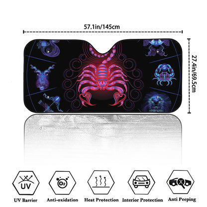 Scorpio And Astrological Signs Print Car Windshield Sun Shade