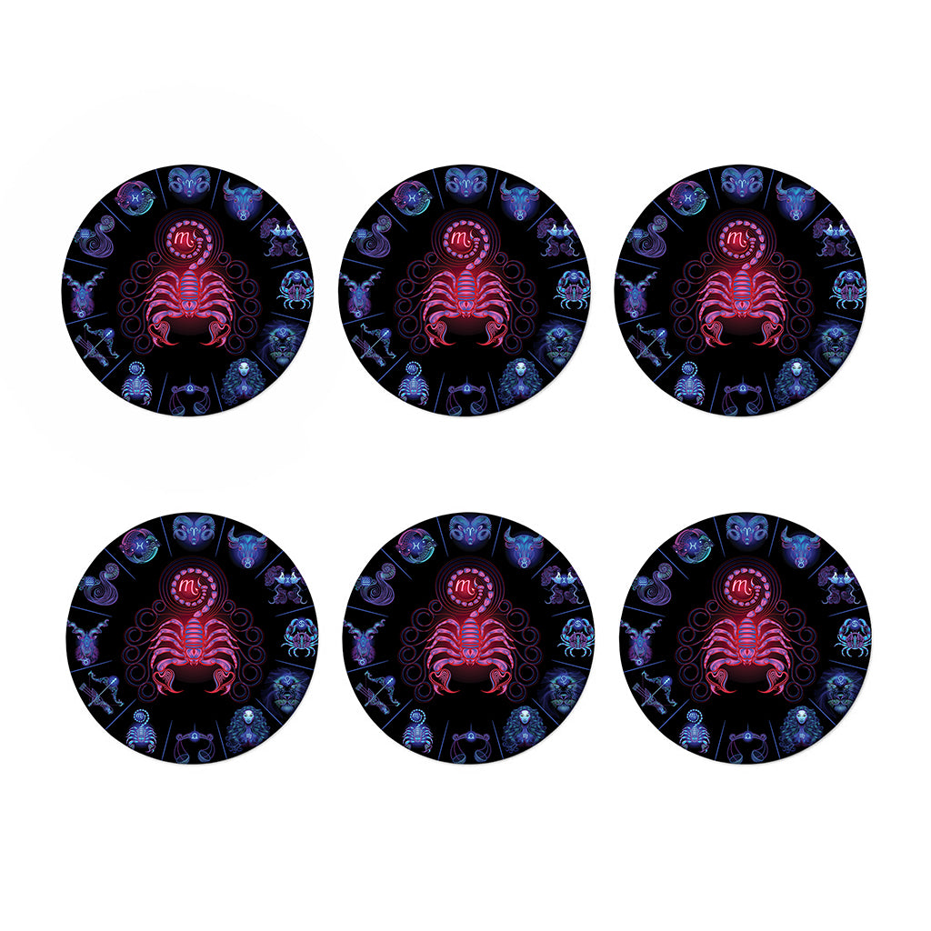 Scorpio And Astrological Signs Print Coaster Set