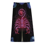 Scorpio And Astrological Signs Print Cotton Front Slit Maxi Skirt