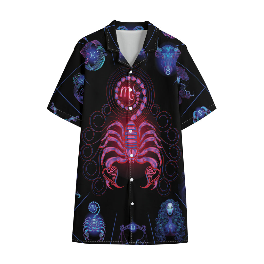 Scorpio And Astrological Signs Print Cotton Hawaiian Shirt