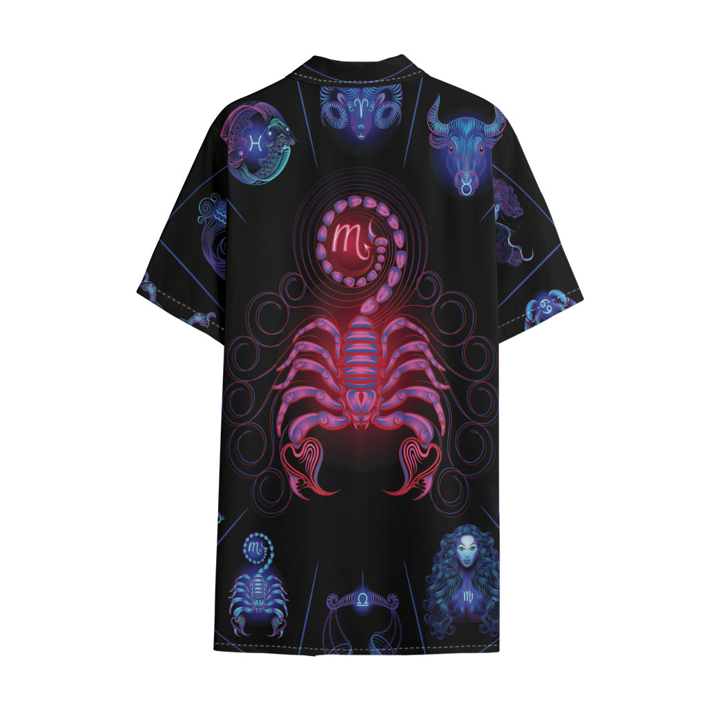 Scorpio And Astrological Signs Print Cotton Hawaiian Shirt