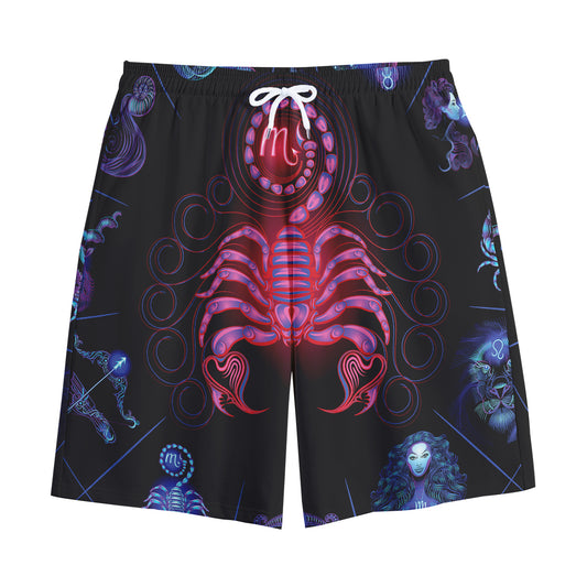 Scorpio And Astrological Signs Print Cotton Shorts