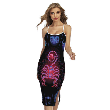 Scorpio And Astrological Signs Print Cross Back Cami Dress
