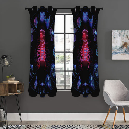 Scorpio And Astrological Signs Print Curtain