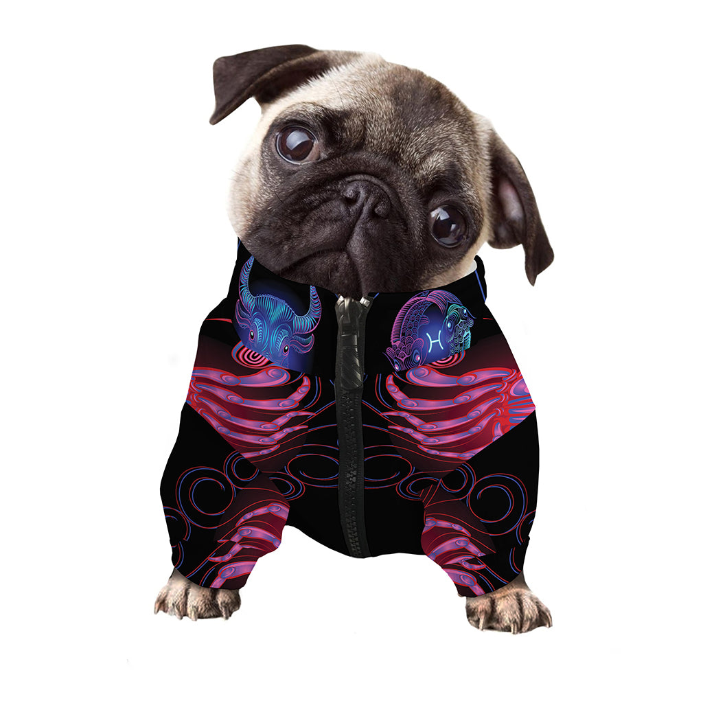 Scorpio And Astrological Signs Print Dog Zip Up Jacket